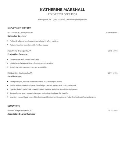 Converter Operator Resume