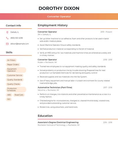 Converter Operator Resume