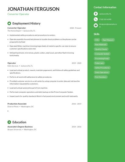 Converter Operator Resume