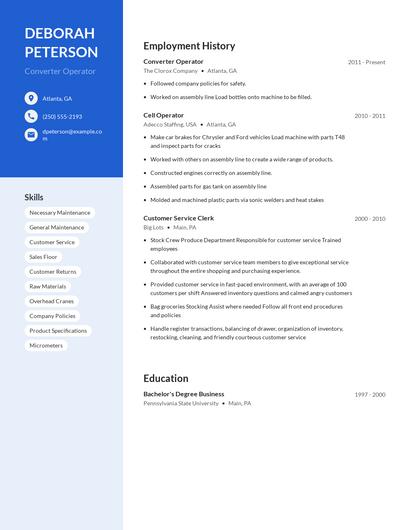 Converter Operator Resume