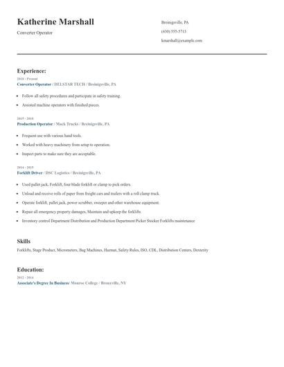 Converter Operator Resume