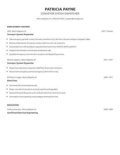 Conveyor System Dispatcher Resume