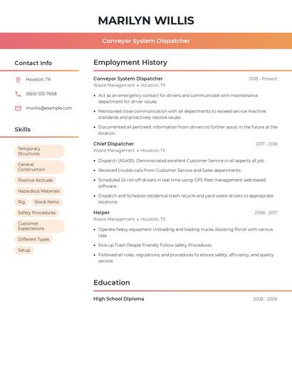 Conveyor System Dispatcher Resume