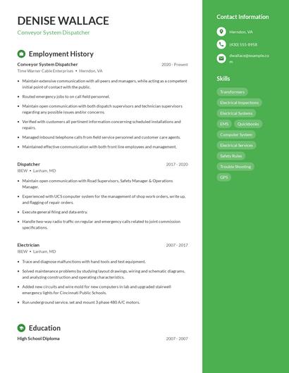 Conveyor System Dispatcher Resume