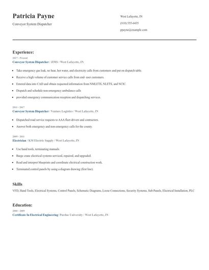 Conveyor System Dispatcher Resume