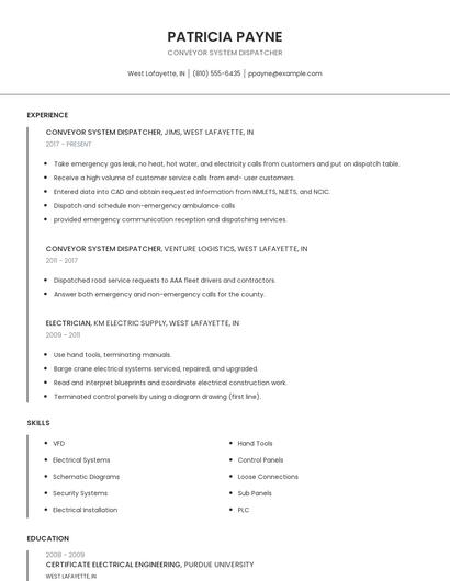 Conveyor System Dispatcher Resume