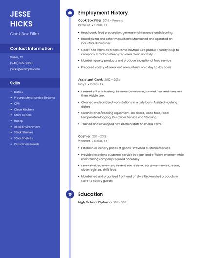 Cook Box Filler Resume