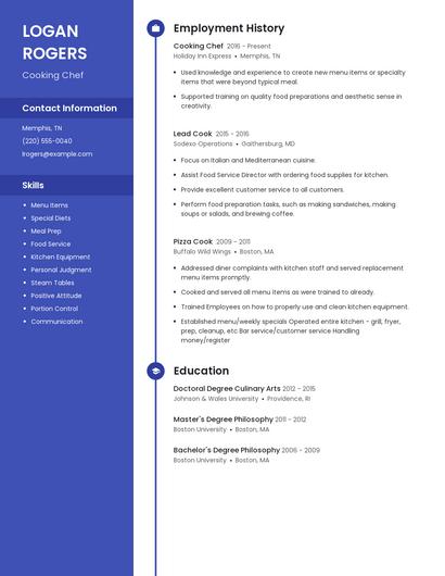 Cooking Chef Resume