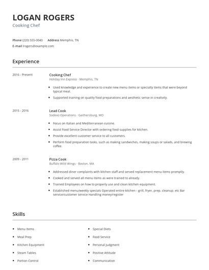 Cooking Chef Resume