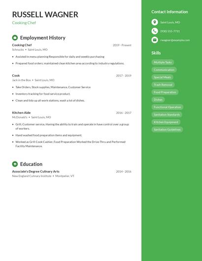 Cooking Chef Resume