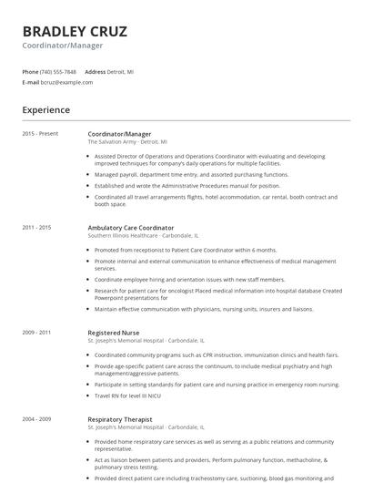 Coordinator/Manager Resume