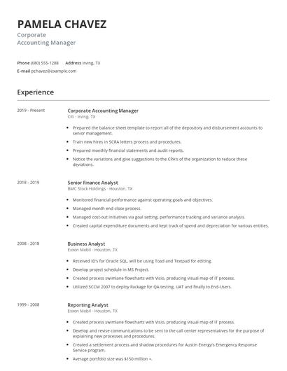 Corporate Accounting Manager Resume