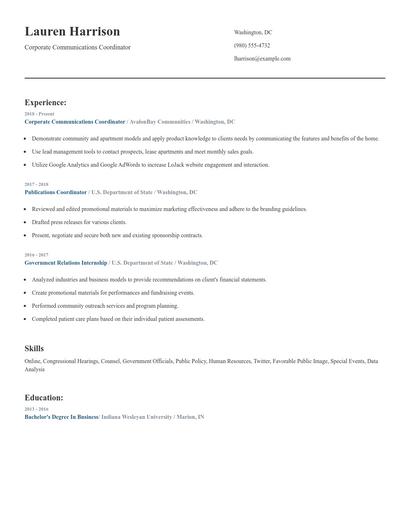 Corporate Communications Coordinator Resume