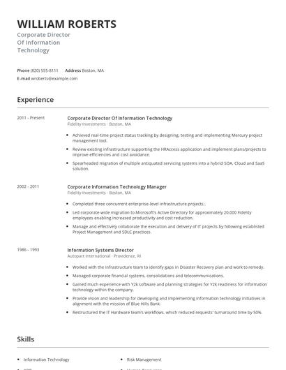 Corporate Director Of Information Technology Resume