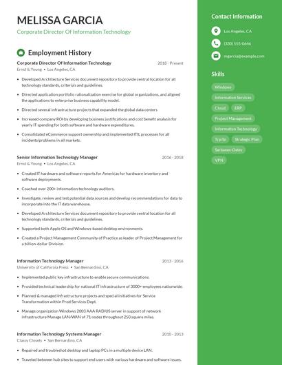 Corporate Director Of Information Technology Resume