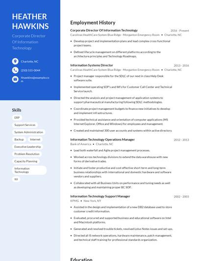 Corporate Director Of Information Technology Resume