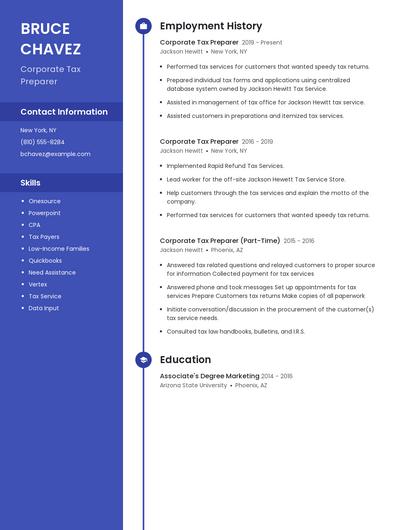 Corporate Tax Preparer Resume