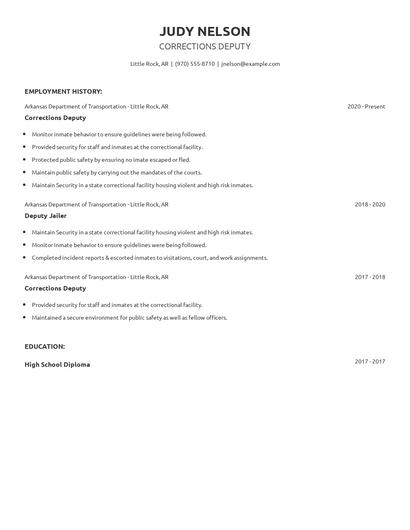 Corrections Deputy Resume