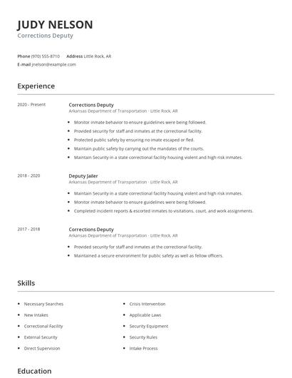 Corrections Deputy Resume