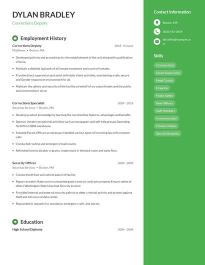 Corrections Deputy Resume