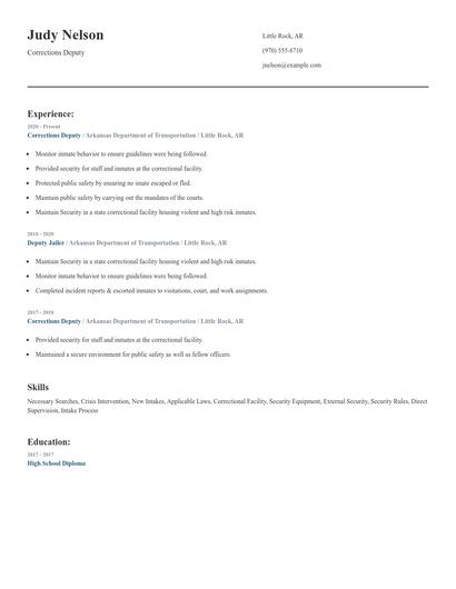 Corrections Deputy Resume