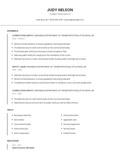 Corrections Deputy Resume