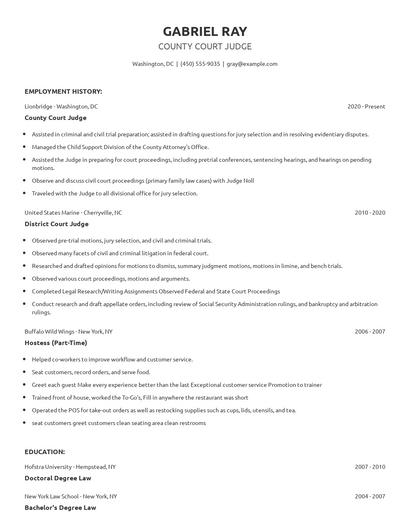 County Court Judge Resume