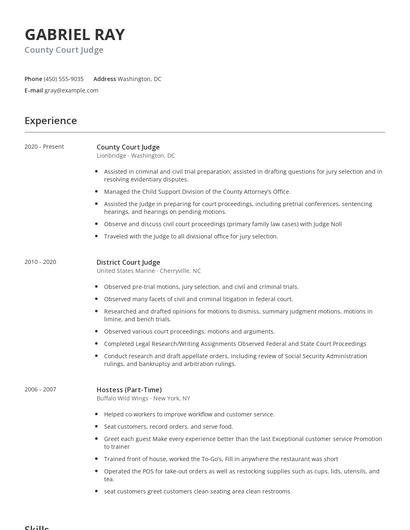 County Court Judge Resume