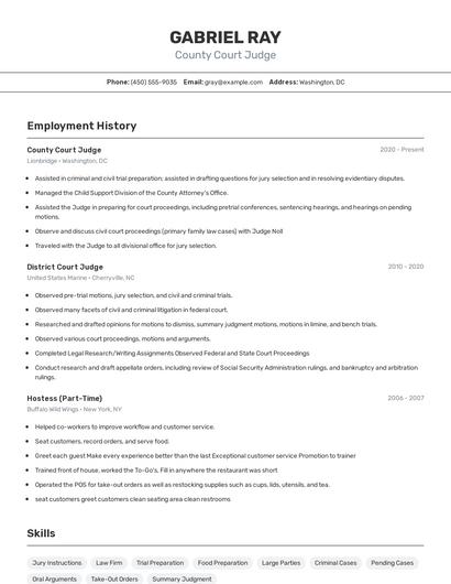 County Court Judge Resume