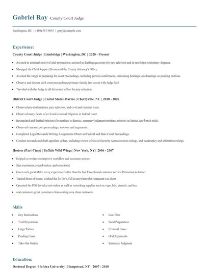 County Court Judge Resume