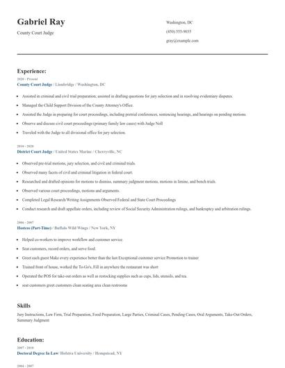 County Court Judge Resume