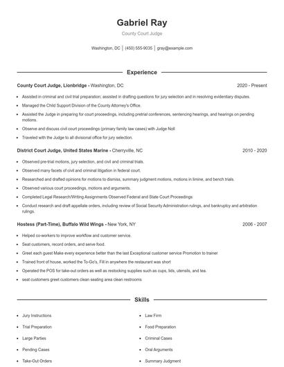 County Court Judge Resume