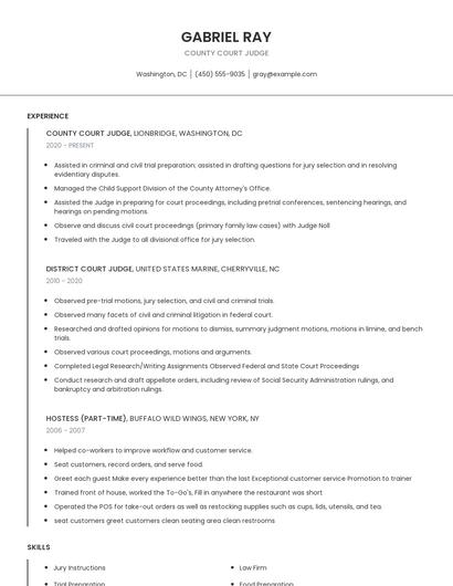 County Court Judge Resume