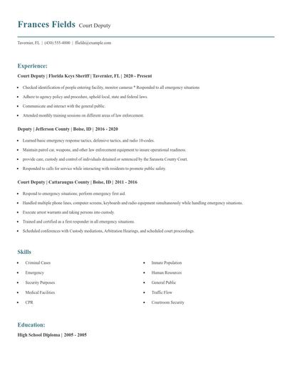 Court Deputy Resume