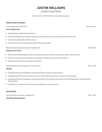 Court Magistrate Resume