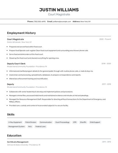 Court Magistrate Resume