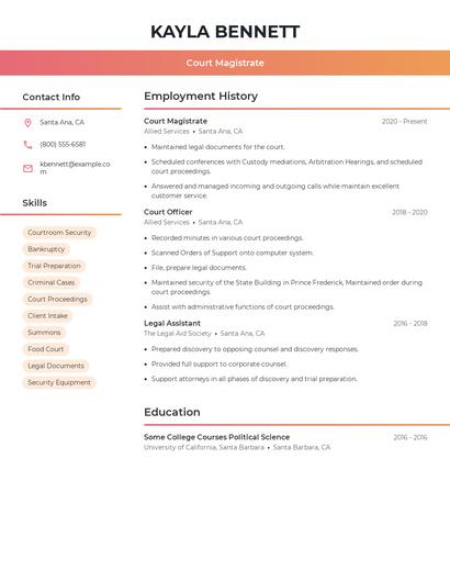 Court Magistrate Resume