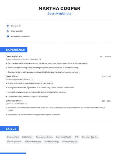 Court Magistrate Resume