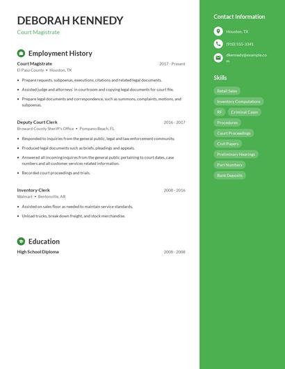 Court Magistrate Resume