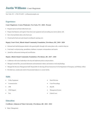 Court Magistrate Resume