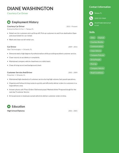 Courtesy Car Driver Resume