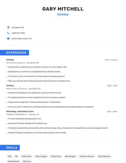 Cowboy Resume
