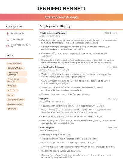 Creative Services Manager Resume