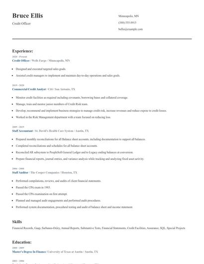 Credit Officer Resume