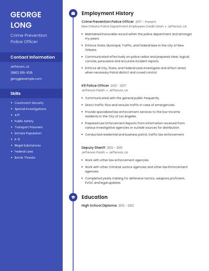 Crime Prevention Police Officer Resume