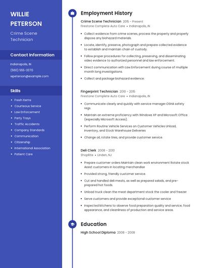 Crime Scene Technician Resume