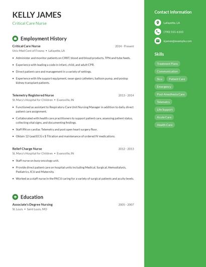 Critical Care Nurse Resume