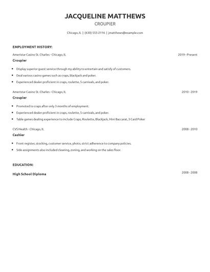 Croupier Resume