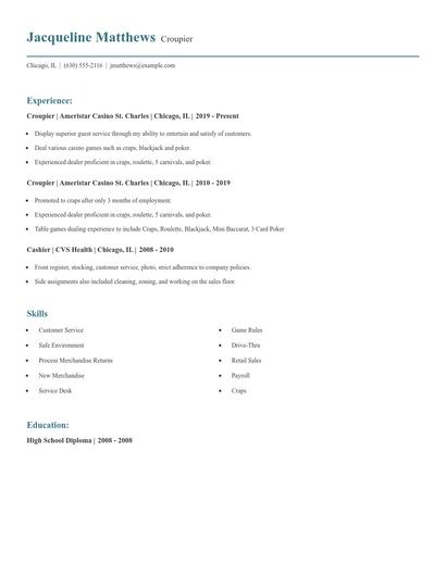 Croupier Resume