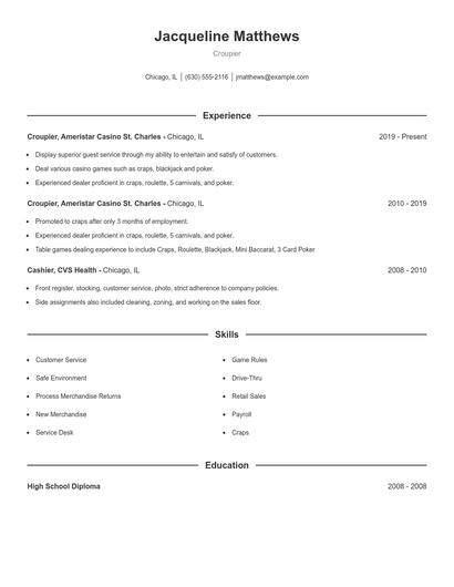 Croupier Resume